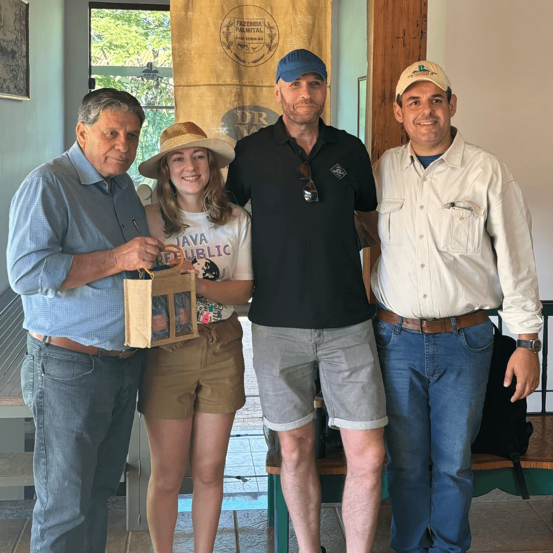With Carlos Augusto and his son at Fazenda Palatial during our Coffee Origin Trip in Brazil