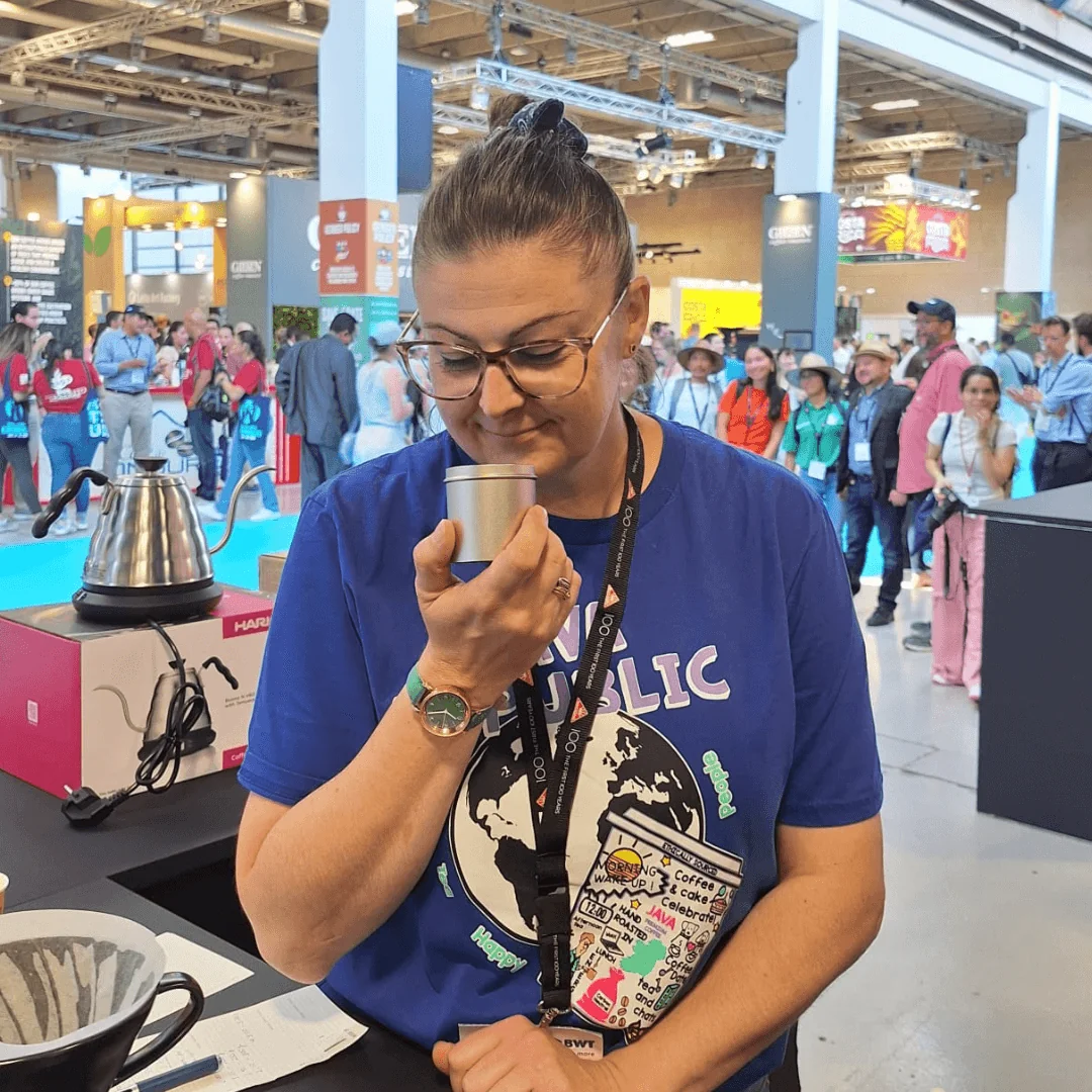 Coffee Quality Consultant checking the aroma of the coffee