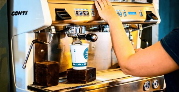 Espresso being pulled from Barista machine at Mammy Johnstons