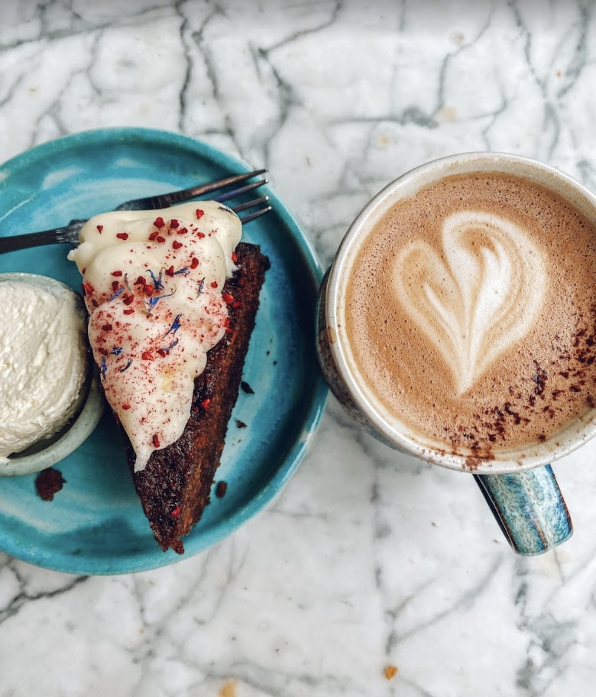 Cup of coffee and a homebaked treat at Roundwood Stores